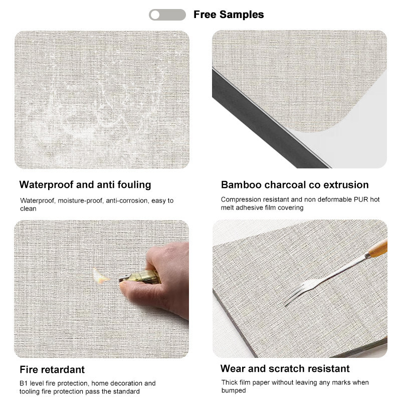 5 / 8mm υφασματικά υφάσματα διακοσμητικά πάνελ μπαμπού ξύλινο κάρβουνο ξύλινο πλακάκι
