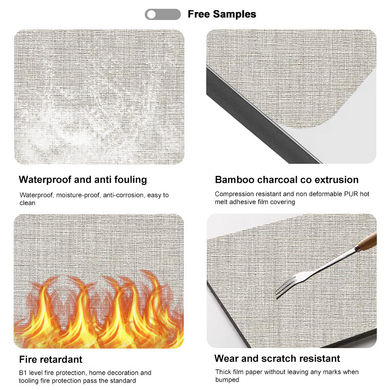 PVC Μπαμπού Γαιάνθρακας Φανιάρα ξύλου Διακοσμητικό εσωτερικό ξύλινο τοίχωμα