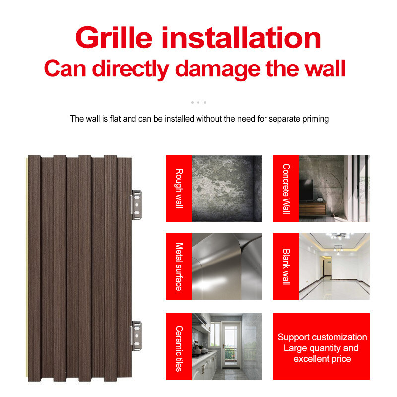 Ενσωματωτικά διακοσμητικά πίνακα τοίχων WPC 3D Πίνακα ψησταριού στερεού ξύλου