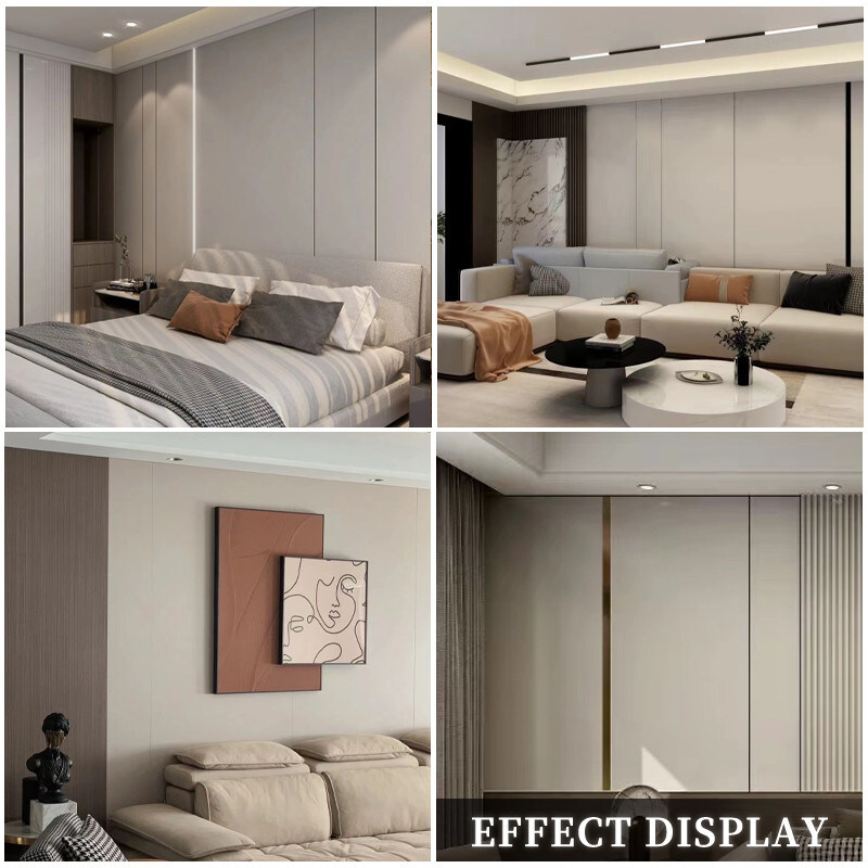 Το πλάτος 1.22m δέρμα PVC αισθάνεται τις διακοσμητικές εσωτερικές επιτροπές μόνωσης τοίχων σχεδίου