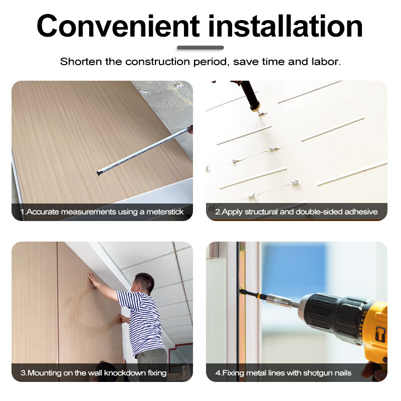 5mm / 8mm εσωτερική διακόσμηση PVC μαρμάρινο φύλλο μπαμπού ξυλάνθρακας τοίχος