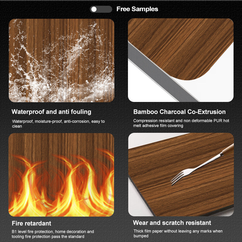 1.22m πλάτος σύγχρονο ξύλινο πάνελ μπαμπού άνθρακα μάρμαρο πάνελ για την βιομηχανία φιλοξενίας