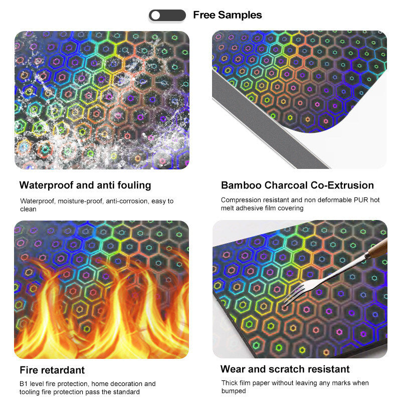 PVC Board Laser&Mosaic Series Μπαμπούς Άνθρακας ξύλου Φανίρισμα Εσωτερική διακόσμηση τοίχωμα